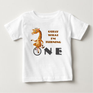 O-N-E Hjärt Giraff Första Födelsedags Baby T-Shirt
