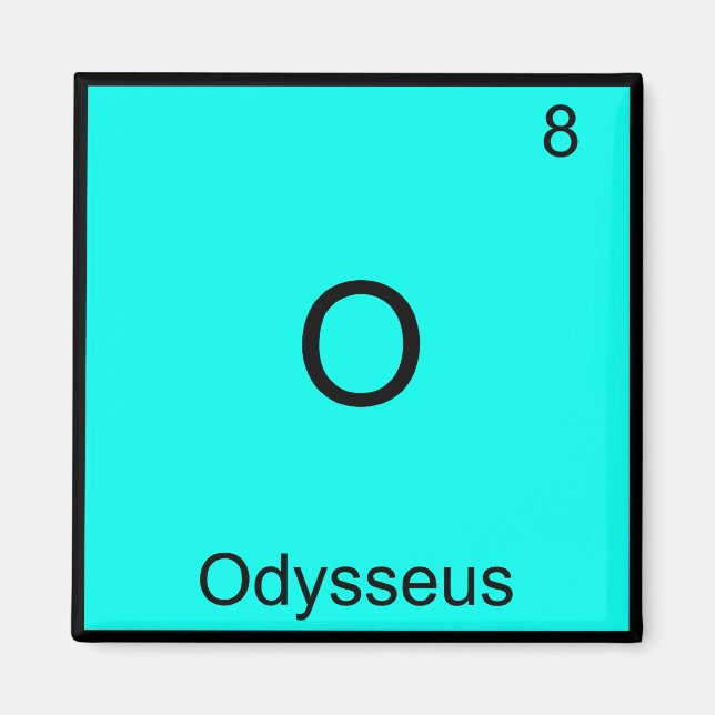 O - Odysseus Rolig T-Shirt med Kemiskt Elementsymb Magnet (Framsidan)