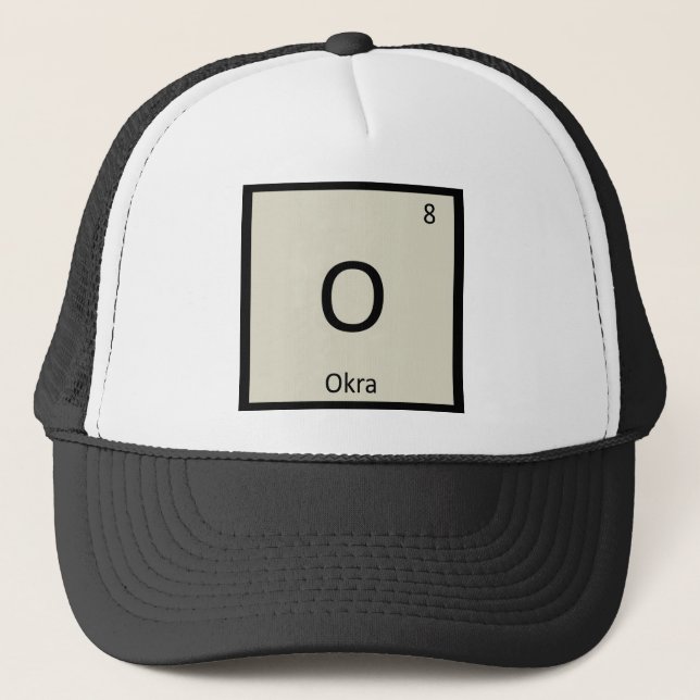 O - Okra grönsakskemi Periodiska systemets symbol Truckerkeps (Framsida)