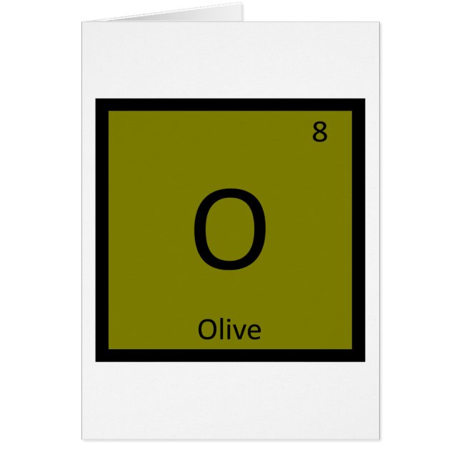 O - Olivkemi Periodiska Systemet Elementsymbol Hälsningskort (Framsidan)