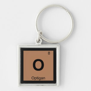 O - Optigan Musik Kemi Periodiska Systemets Symbol Fyrkantig Silverfärgad Nyckelring