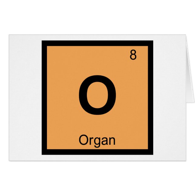 O - Orgel Musik Kemi Periodiska Systemets Symbol Hälsningskort (Framsidan Horizontal)