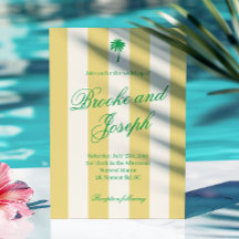 Ö Palm Stripe Cabana Beach Retro gul bröllop