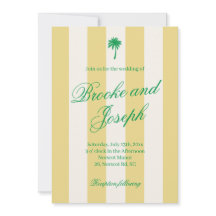 Ö Palm Stripe Cabana Beach Retro gul bröllop