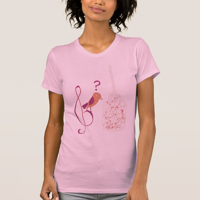 O Pássaro, a gaiola e a Música T-shirt (Framsida)