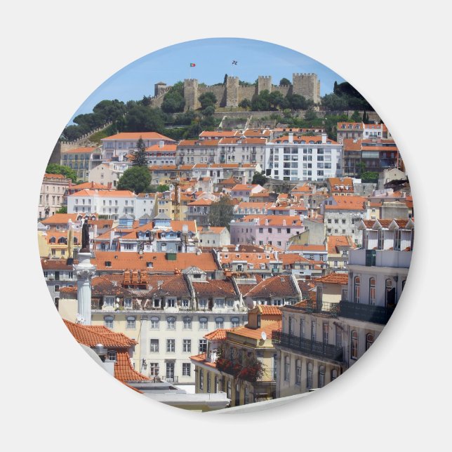 O Rossio e a Colina do Castelo, Lisboa, Portugal Magnet (Framsidan)