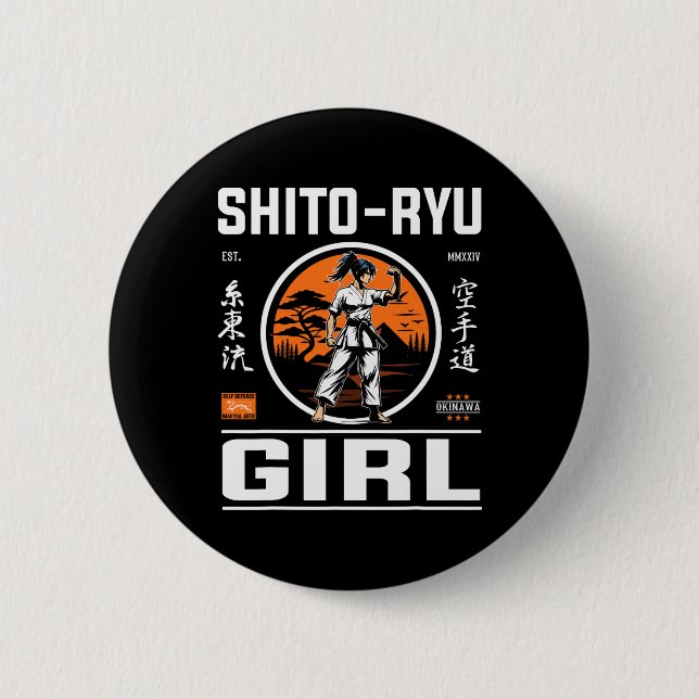 O Ryu Girl Precision och Stil in Karate Design! Knapp (Framsida)