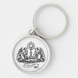 O Salutaris Hostia Keychain Rund Silverfärgad Nyckelring