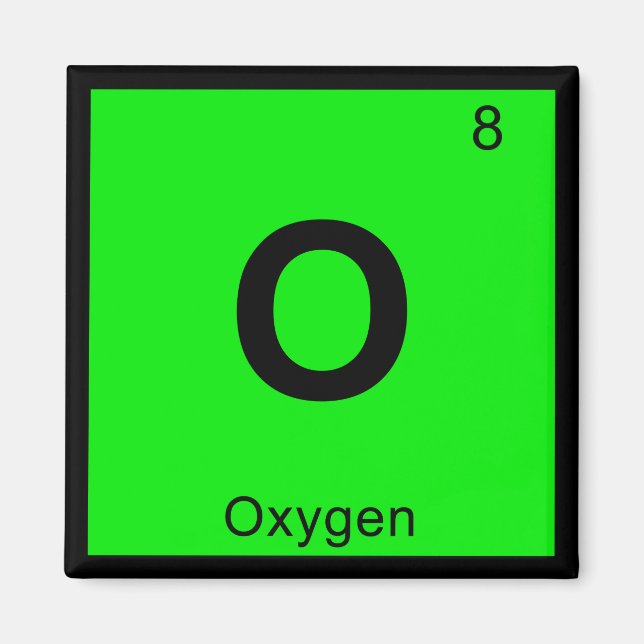 O - Syre Kemi Periodiska Systemet Symbol Magnet (Framsidan)