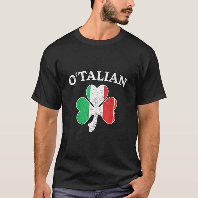 O Talian Italian Irish Shamrock St patricks day Me T Shirt (Framsida)