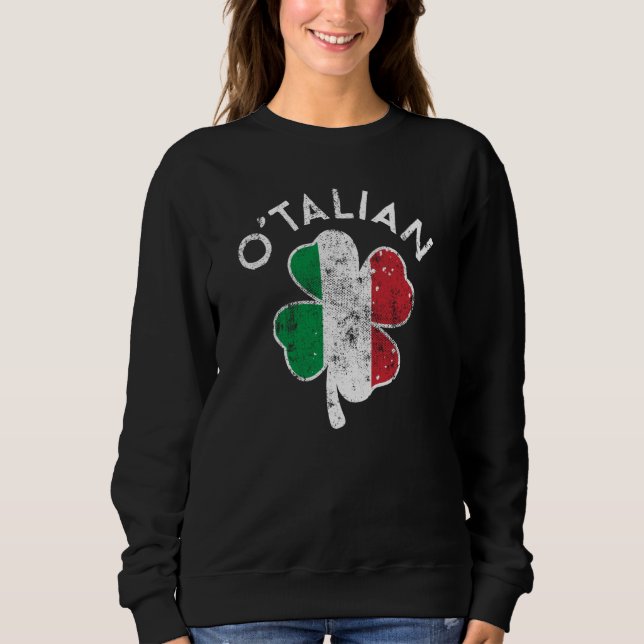 O' Talian Italy Flag Lucky C St Patrick's Day Dist T Shirt (Framsida)