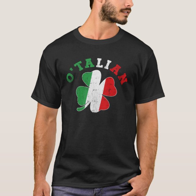 O talian St Patricks Day Shamrock Italian Italy Fl T Shirt (Framsida)