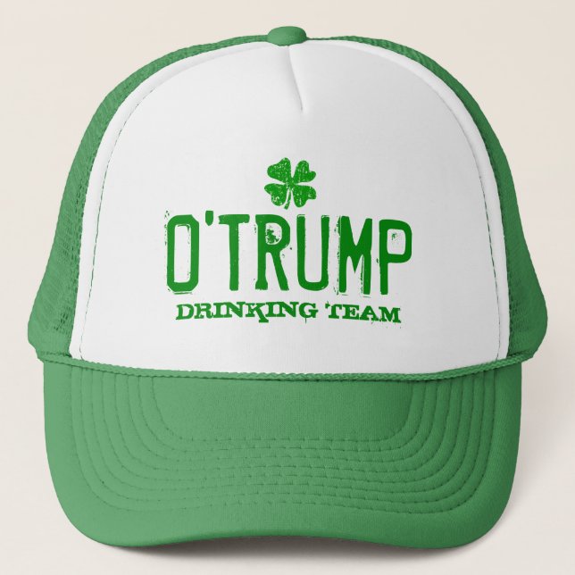 O Trump Drickande Team roliga St Patricks Day hatt Keps (Framsida)