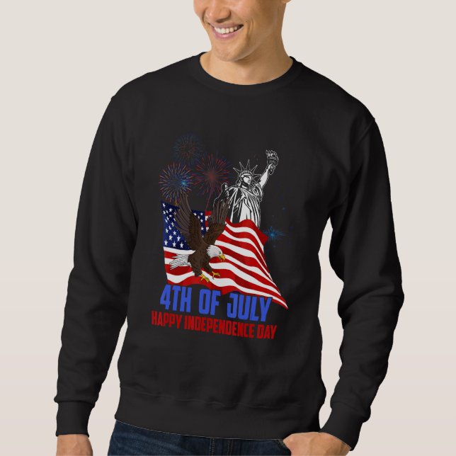 Öagle American Flagga Lycklig Independence day 4:e Lång Ärmad Tröja (Framsida)