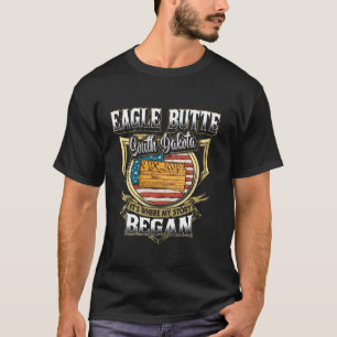 Öagle Butte South Dakota USA flagga 4:e juli lång T Shirt