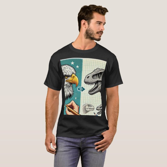 Öagle Head och Dinosaur Coloring T-Shirt (Hel framsida)