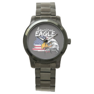 Öagle med amerikansk Flagga Armbandsur