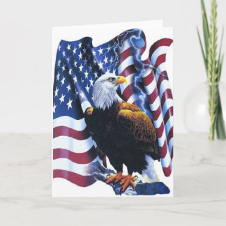 Öagle med amerikansk flagga kort