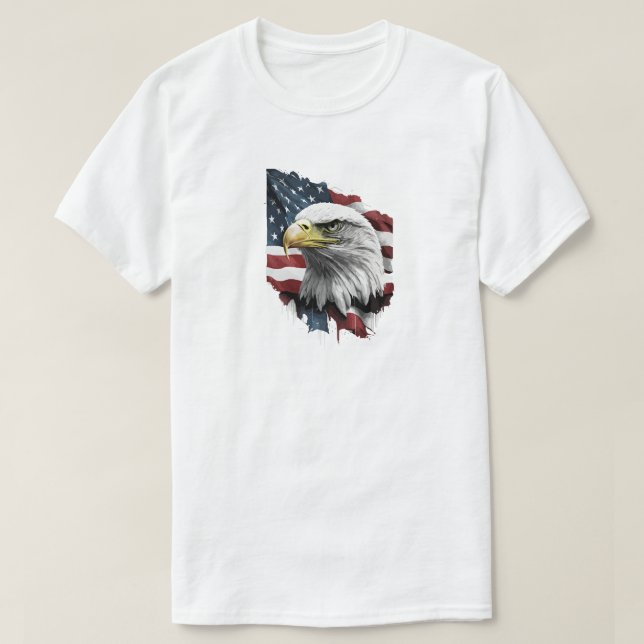 Öagle med amerikansk Flagga T-Shirt (Design framsida)