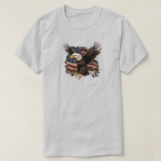 Öagle med amerikansk Flagga T-Shirt (Design framsida)