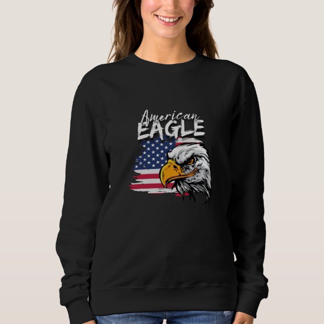 Öagle med amerikansk Flagga T Shirt (Framsida)