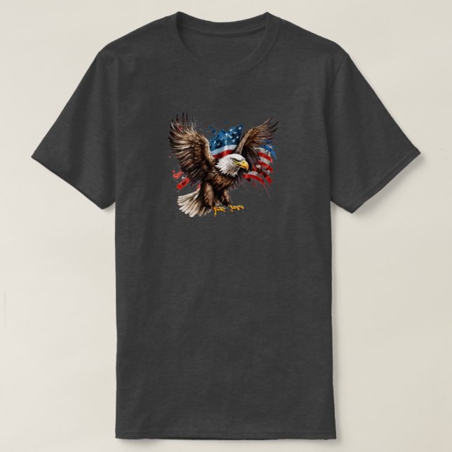 Öagle med amerikansk Flagga T-Shirt (Design framsida)