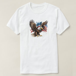 Öagle med amerikansk Flagga T-Shirt