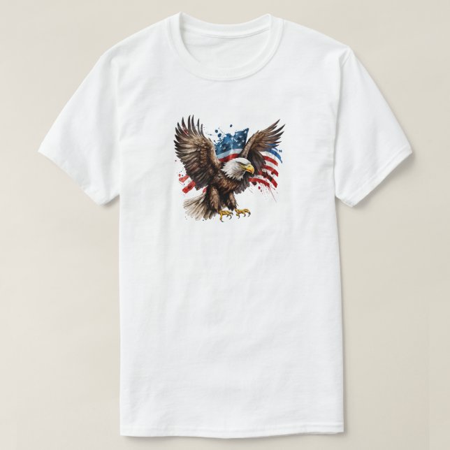 Öagle med amerikansk Flagga T-Shirt (Design framsida)