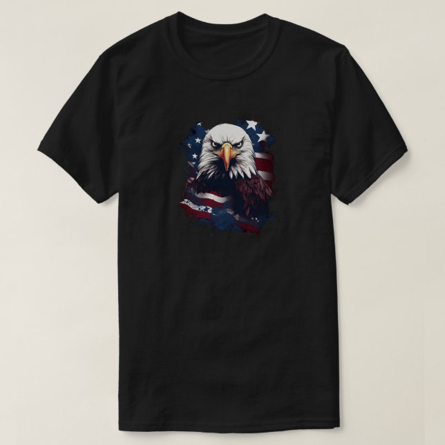 Öagle med amerikansk Flagga T-Shirt (Design framsida)