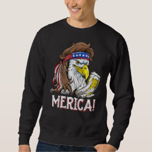 Öagle Mullet 4:e juli Beas American Flagga Me Lång Ärmad Tröja