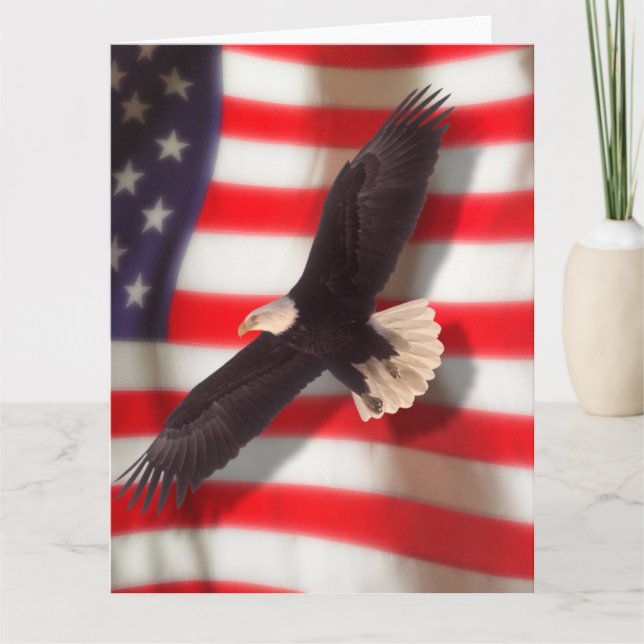 Öagle- och amerikanskt hälsningskort för Flagga Kort (Framsida)