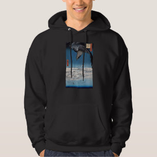 Öagle över vinterlandskap japanskt träblock hoodie