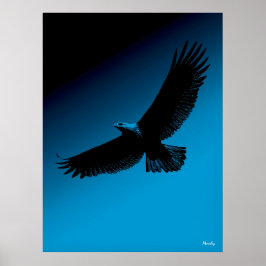 Öagle Poster - Black Silhouette på Blå himmel