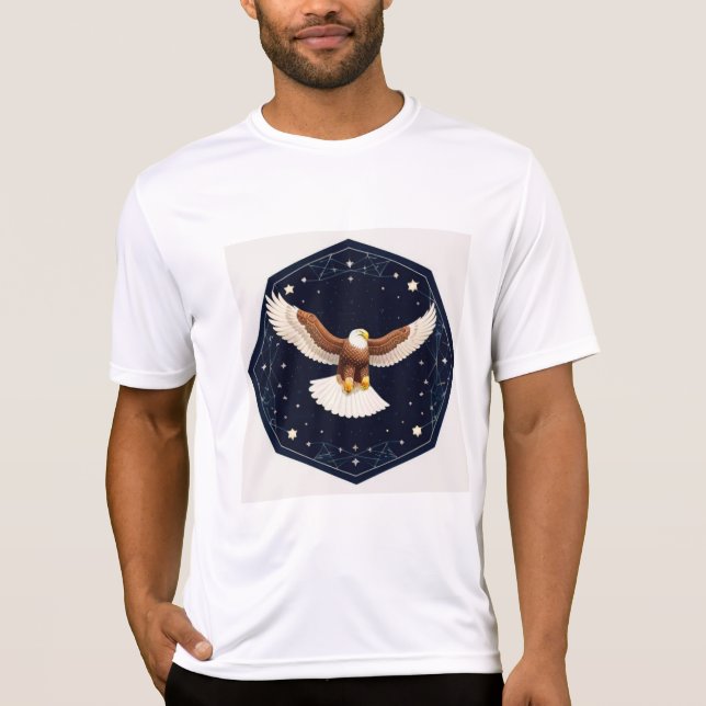 Öagle som flyger mot bakgrund av Starry T Shirt (Framsida)