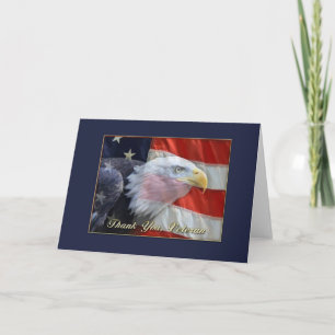 Öagle US Flagga, Tack Veteran Greeting Card Kort