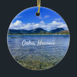Oahu Beach Cove  Julgransprydnad Keramik<br><div class="desc">Vy över det tropiska havsområdet och Ko'olau-berget i Kailua på Oahu,  Hawaii.</div>