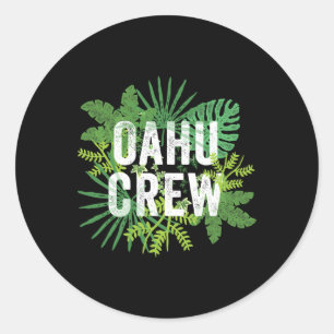 Oahu Crew Hawaii Travel Family Group Hawaiian Vaca Runt Klistermärke