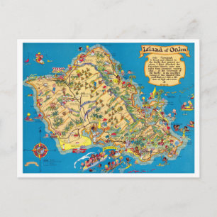 Oahu Funny Vintage Karta Vykort
