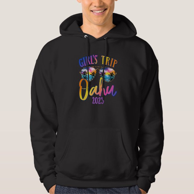 Oahu Hawaii 2023 Girls Trip Sunglasses Summer Girl Hoodie (Framsida)