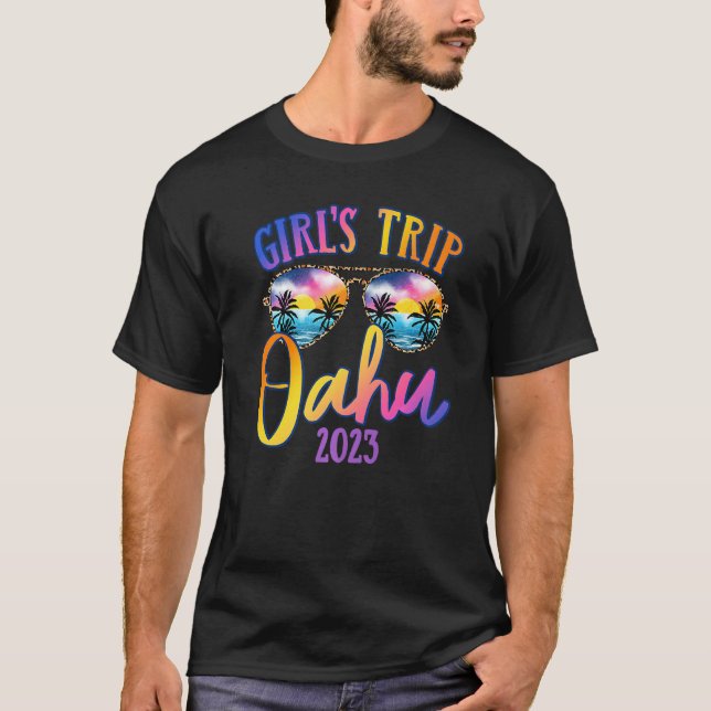 Oahu Hawaii 2023 Girls Trip Sunglasses Summer Girl T Shirt (Framsida)