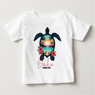 Oahu Hawaii 2025 Sköldpadds Familj Sommarlov T Shirt