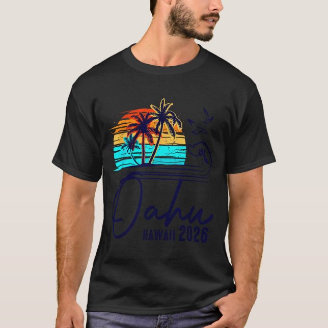 Oahu Hawaii 2026 Vacation Beach Matching Family Gr T Shirt (Framsida)