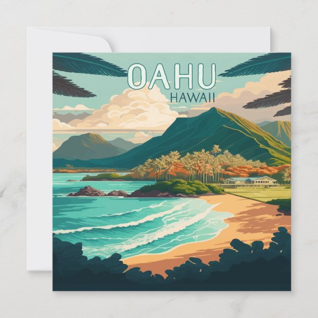 Oahu Hawaii Beach Vintage Retro (Framsida)
