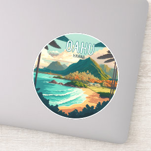 Oahu Hawaii Beach Vintage Retro Klistermärken