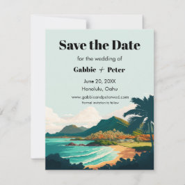 Oahu Hawaii Bröllop spara datum Inbjudningar