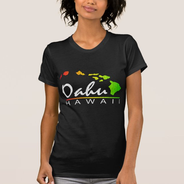 OAHU Hawaii (den bekymrade designen) Tee Shirt (Framsida)