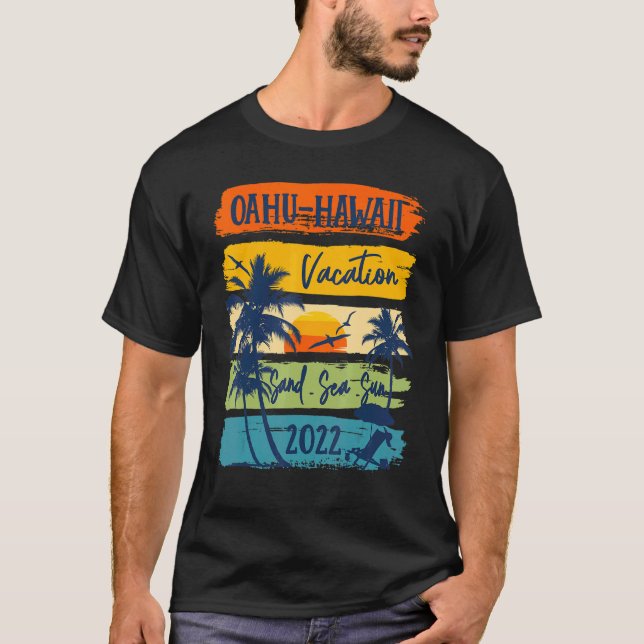 Oahu Hawaii Hawaiian Vacation 2022 Matching Family T Shirt (Framsida)