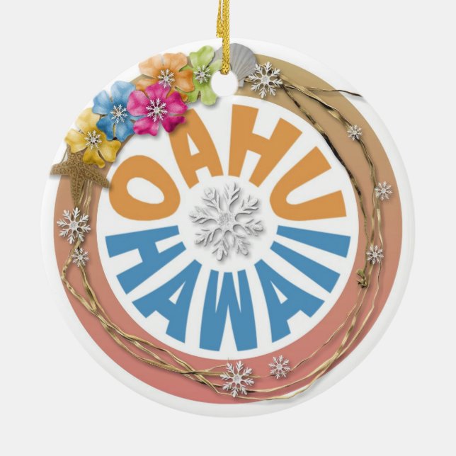 Oahu Hawaii hibiscus helgdag ornament (Baksidan)
