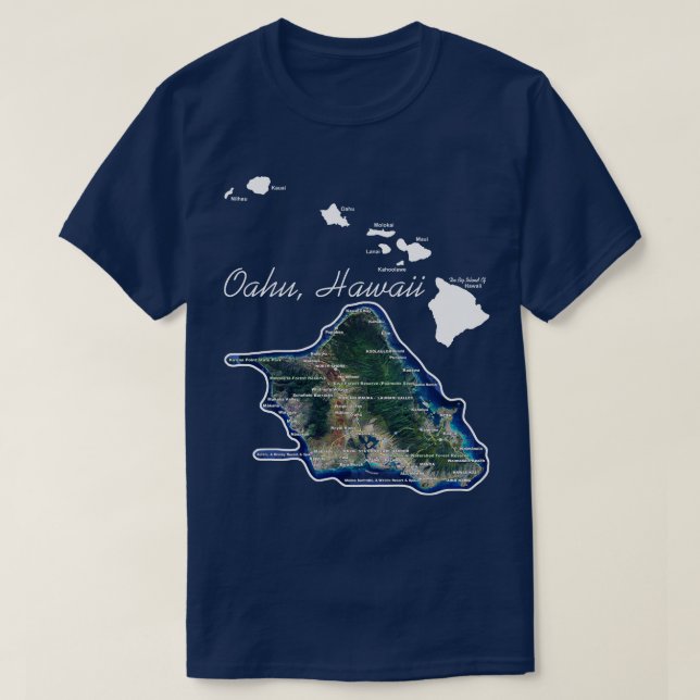 Oahu Hawaii med Hawaiianska öarna T Shirt (Design framsida)