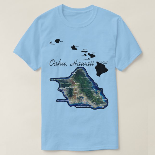 Oahu Hawaii med Hawaiianska öarna T Shirt (Design framsida)